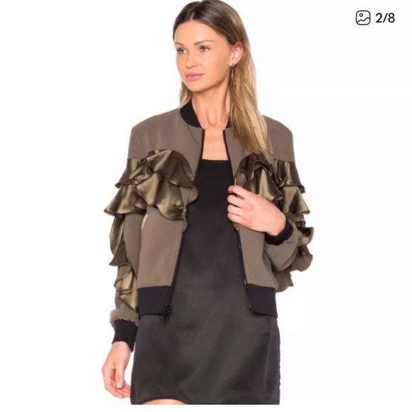 Cinq a Sept Leia Jacket - ruffle bomber jacket - M - Picture 5 of 7